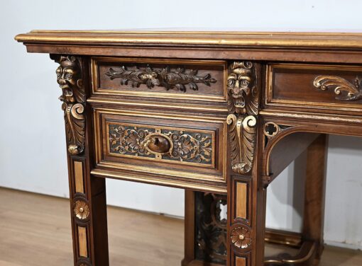 Italian Renaissance Study and Desk - Desk Front Left Carving - Styylish