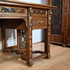 Italian Renaissance Study and Desk - Desk Front Right Carving - Styylish