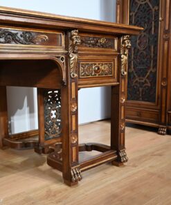 Italian Renaissance Study and Desk - Desk Front Right Carving - Styylish