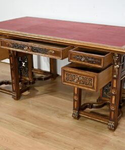 Italian Renaissance Study and Desk - Desk Side with Drawers Open - Styylish