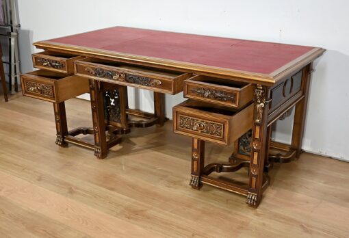 Italian Renaissance Study and Desk - Desk Side with Drawers Open - Styylish