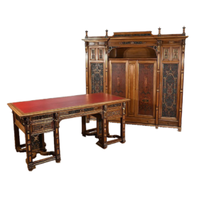 Rare Italian Renaissance Walnut Study and Desk, 1900