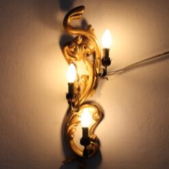 Gilded Wood Wall Sconce- turned on- Styylish