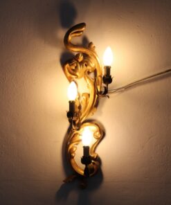 Gilded Wood Wall Sconce- turned on- Styylish