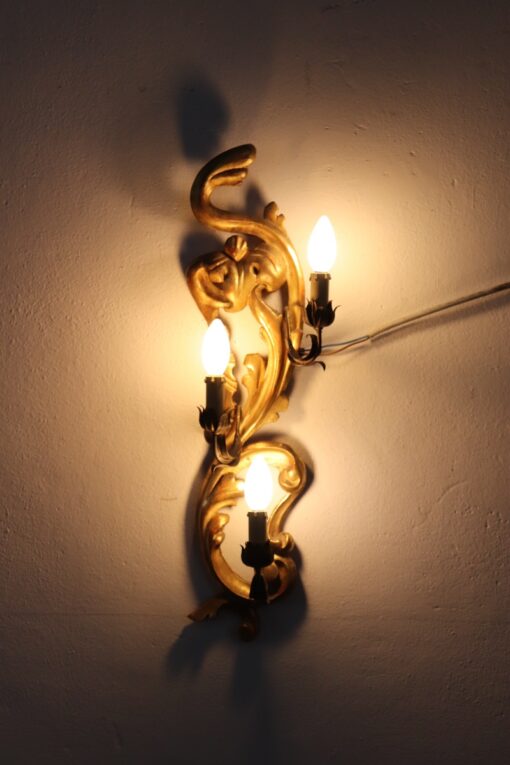 Gilded Wood Wall Sconce- turned on- Styylish