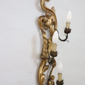 Gilded Wood Wall Sconce, Italy 1930s