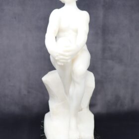 White Marble of Carrara, Nude Woman Sculpture, Italy 1920s