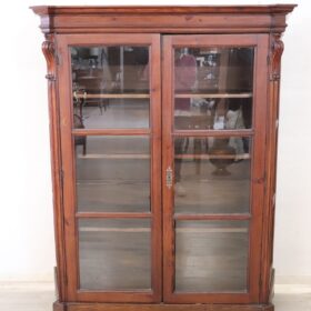 Italian Antique Bookcase or Vitrine in Solid Larch Wood