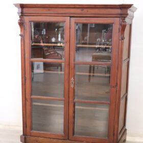 Italian Antique Bookcase or Vitrine in Solid Larch Wood