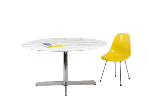 Florence Knoll Table in Marble - Staged with Chair - Styylish