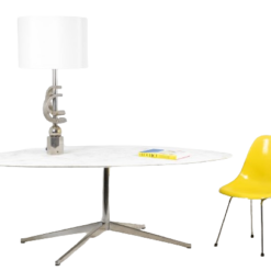 Knoll Table in Marble - Staged with Chair - Styylish