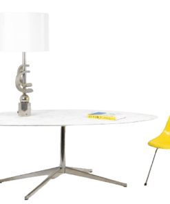 Knoll Table in Marble - Staged with Chair - Styylish