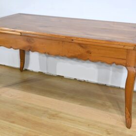 Extendable Farmhouse Table in Cherry, 10 to 16 Place Settings – 2nd Part of the 19th Century