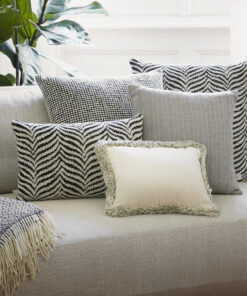 Zebra Black Cushion- combined with other cushions on a sofa- Styylish
