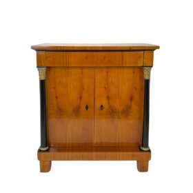 German Biedermeier Half-Cabinet, Cherry Veneer, Full Columns, Southern Germany, circa 1820