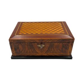 Biedermeier Jewelry Box, Walnut, Mahogany, Maple, South Germany circa 1830