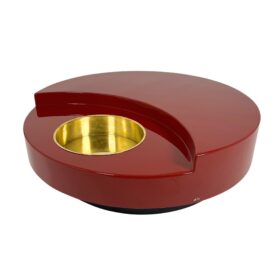Willy Rizzo Coffee Table 'TRG', Red Lacquer and Brass, Italy, 1969