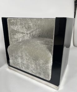 Pair of Art Deco Club Chairs - Lacquer Edge From Front - Styylish