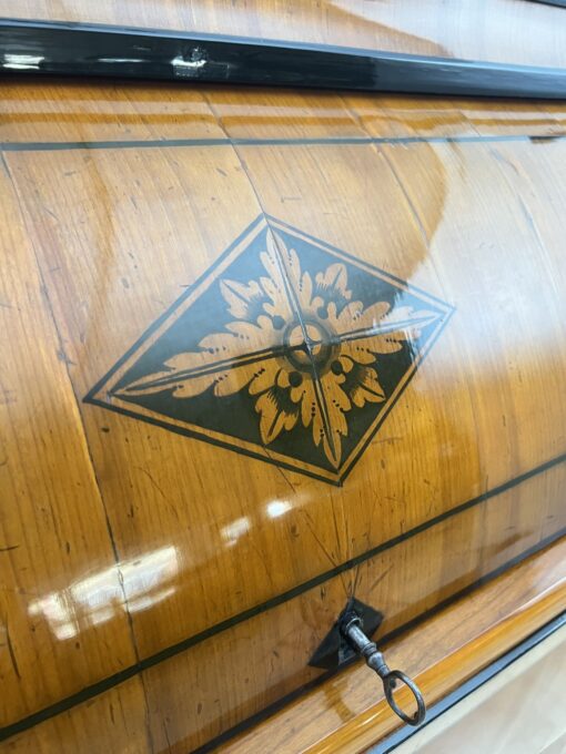 Biedermeier Roll-Top Desk - Floral Inlay Detail - Styylish