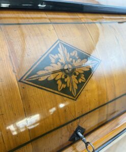 Biedermeier Roll-Top Desk - Floral Inlay Detail - Styylish