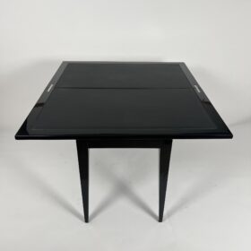 Art Deco Games Table, Black Lacquer, Red and Black leather, France circa 1930