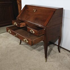 Small Mahogany Sloping Desk - Side Detail Drawers Open - Styylish