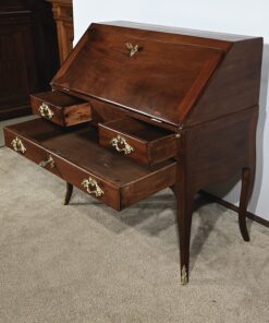 Small Mahogany Sloping Desk - Side Detail Drawers Open - Styylish