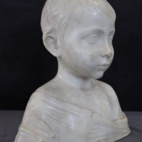 Sculpture in White Marble of Carrara, Bust of a Child, Italy