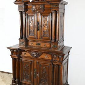 Small Two-Body Buffet in Solid Walnut, Renaissance Style – Mid-19th Century