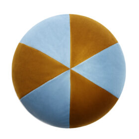 Velvet Ball Cushion Orange And Light Blue