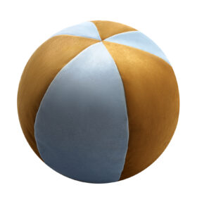 Velvet Ball Cushion Orange And Light Blue