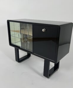 Small Art Deco Bar Cabinet - Side Profile with Door Closed - Styylish