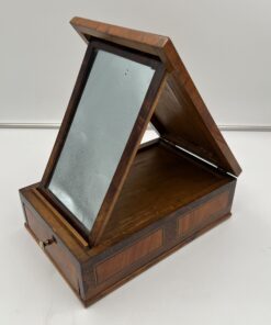 Biedermeier Jewelry Box Walnut - Folded Open with Mirror - Styylish