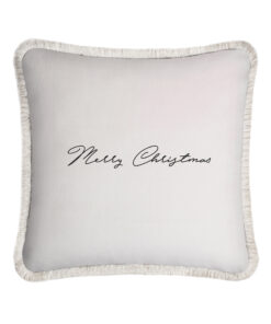 White "Merry Christmas" Velvet Cushion