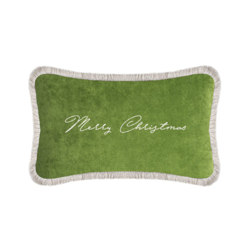 Christmas Happy Pillow Green Velvet- Styylish