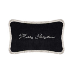 Christmas Happy Pillow Black Velvet- Styylish