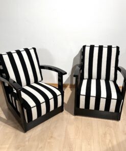 Pair of Art Deco Armchairs - Striped Upholstery - Styylish