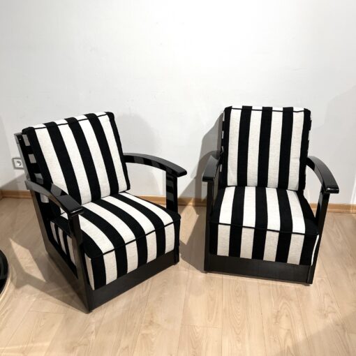 Pair of Art Deco Armchairs - Striped Upholstery - Styylish